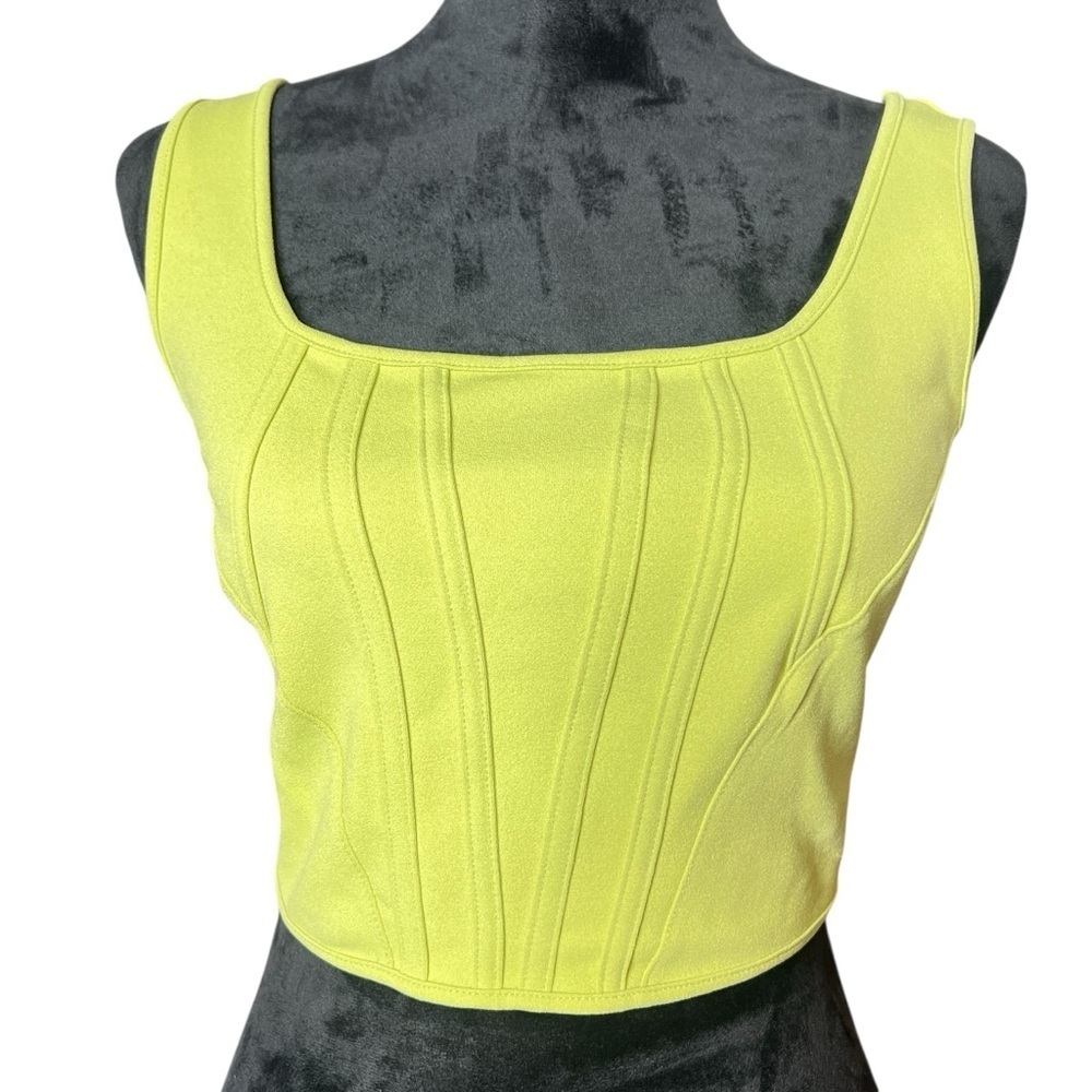 Happily Grey Chartreuse Corset Style Cropped Sleeveless Y2K Women's Size Small